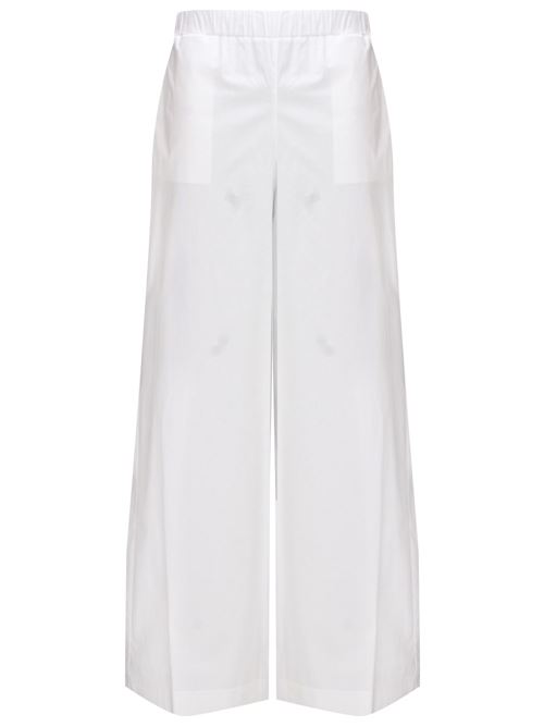 Pantaloni a vita alta elasticizzata in cotone stretch bianco Federica Tosi | FTE24PA1220001